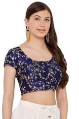 Buy Art Silk Blouse in Navy Blue