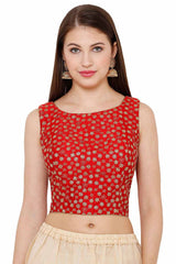 Buy Art Silk Embroidered Blouse in Red