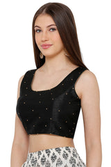 Buy Dupion Art Silk Blouse in Black