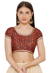 Buy Art Silk Woven Blouse in Maroon