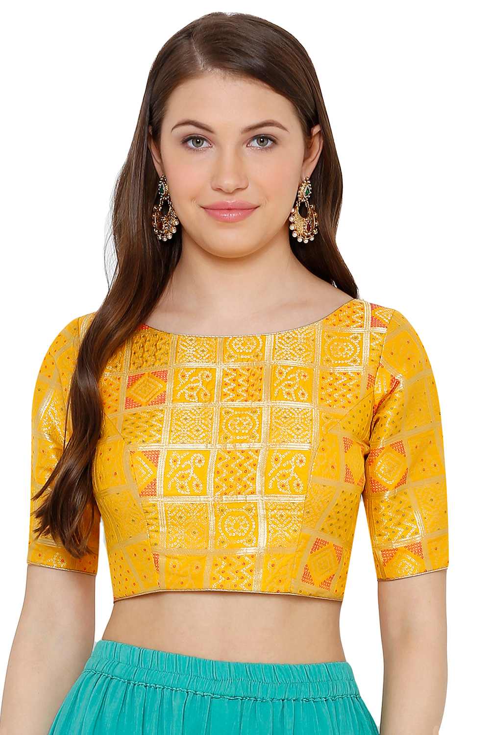 Buy Art Silk Woven Blouse in Yellow