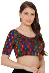 Buy Blended Cotton Blouse in Multicolor