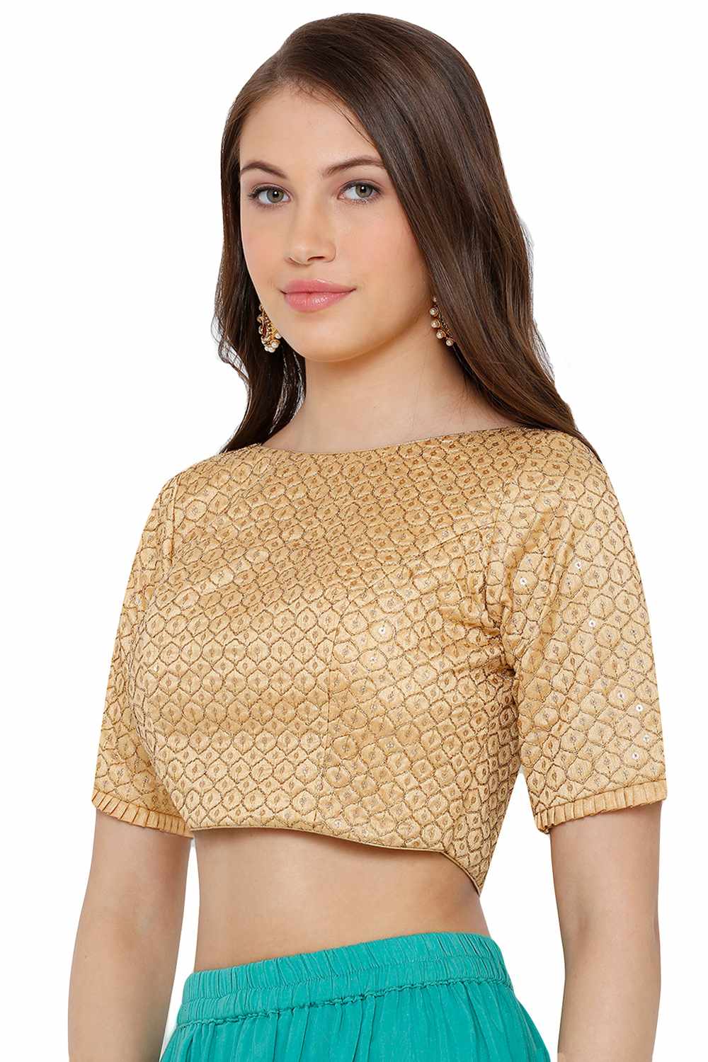 Buy Art Silk Blouse in Gold