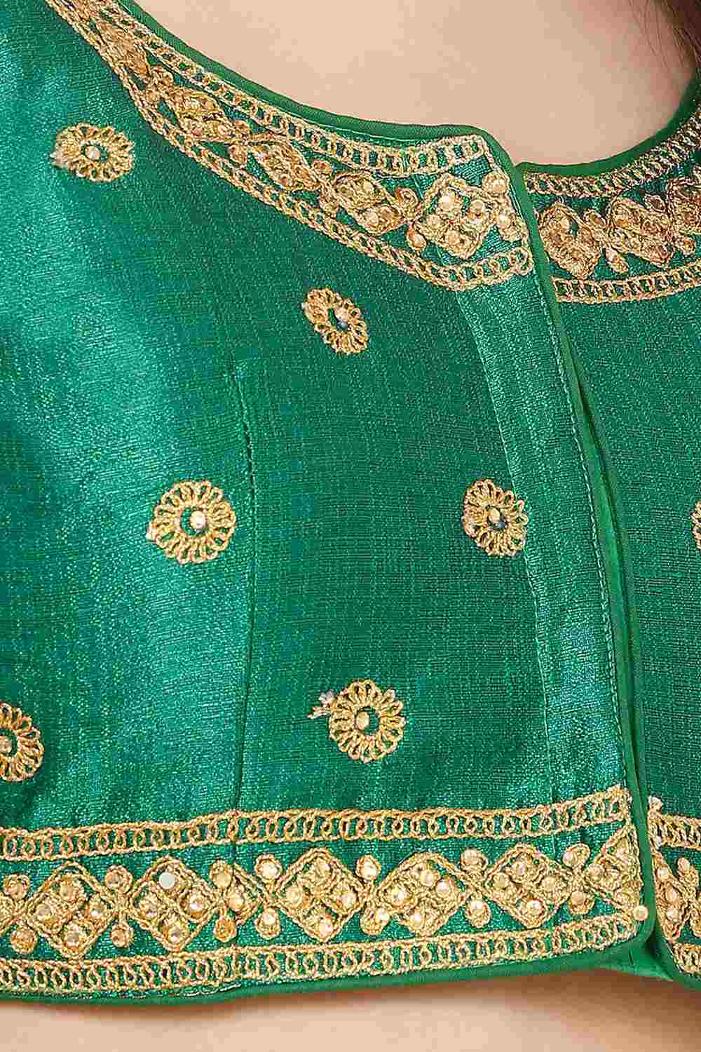 Shop Embroidered Blouse in Green