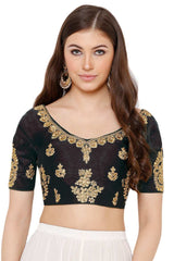 Buy Art Silk Embroidered Blouse in Black