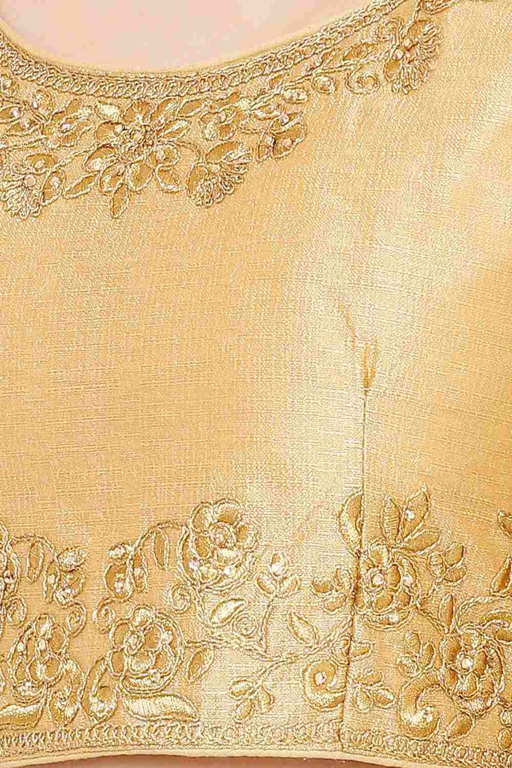 Shop Embroidered Blouse in Gold