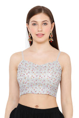 Buy Net Embroidered Blouse in Grey