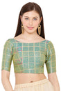 Buy Brocade Woven Blouse in Rama Green