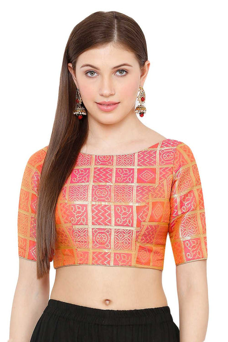 Buy Brocade Woven Blouse in Light Pink