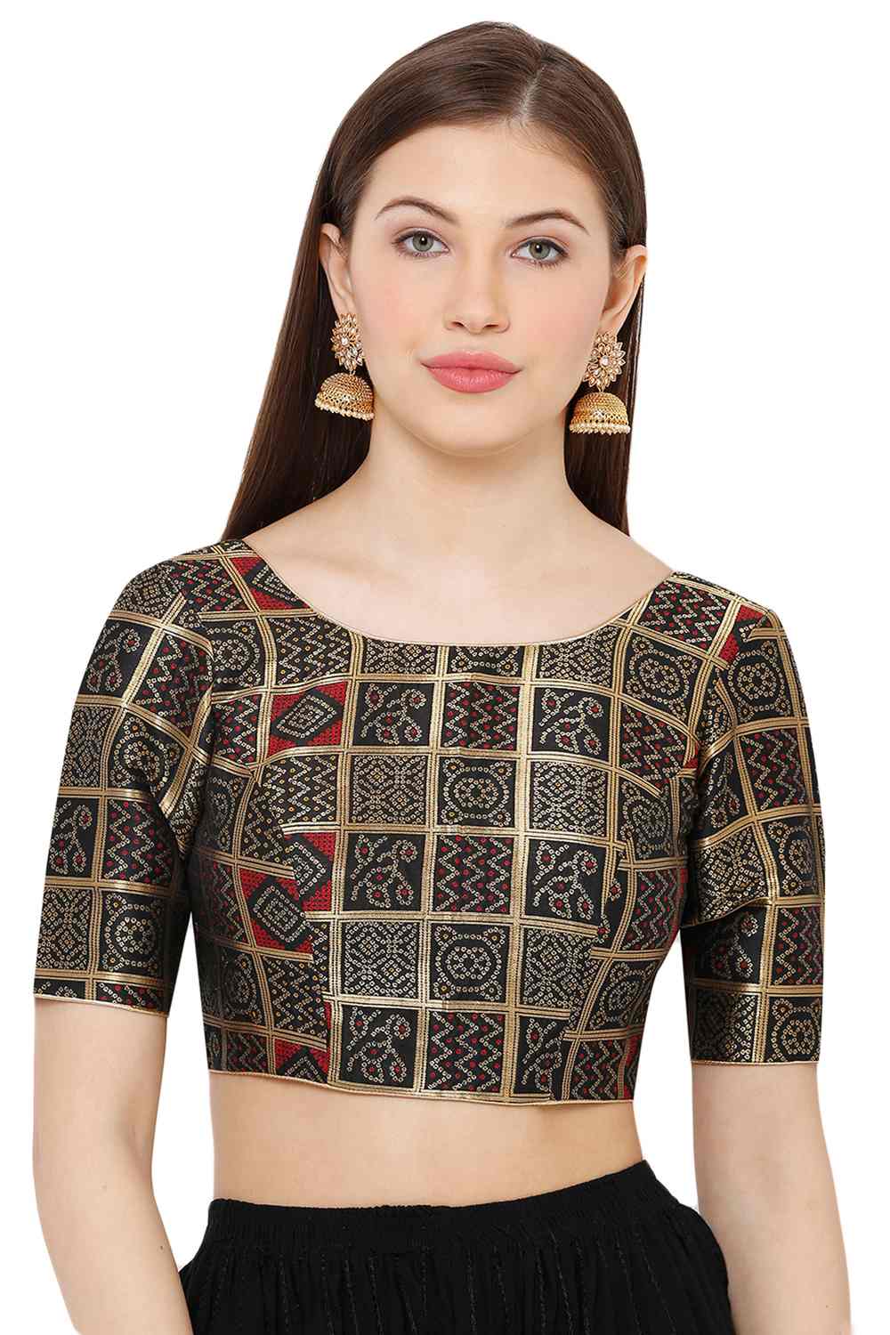 Buy Brocade Woven Blouse in Black