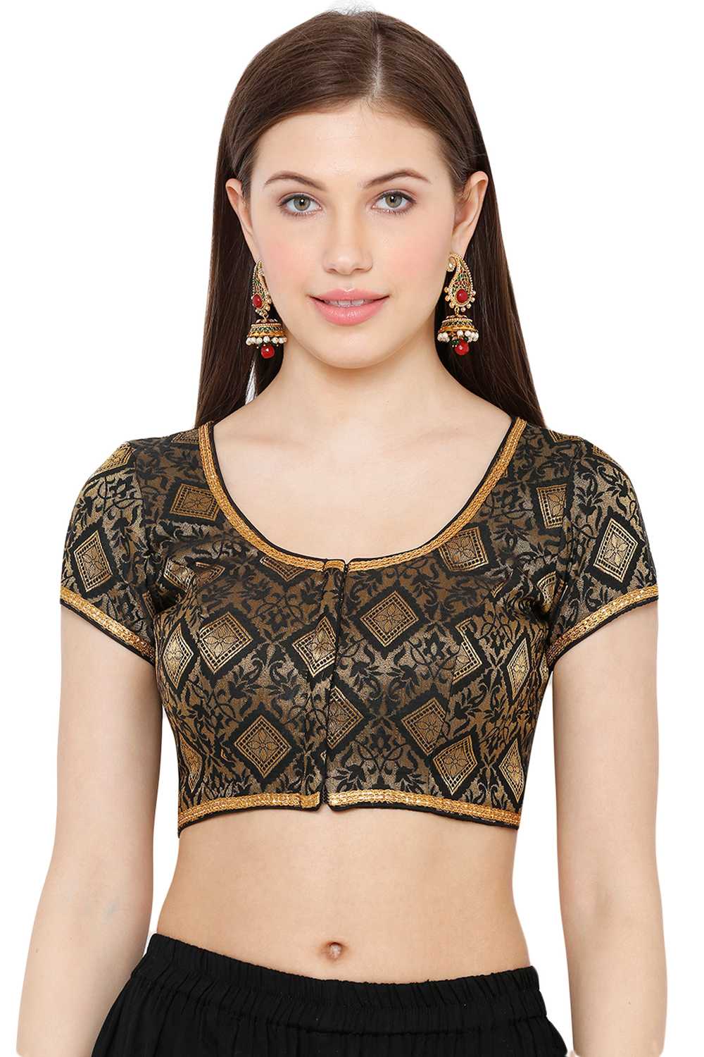 Buy Brocade Woven Blouse in Black