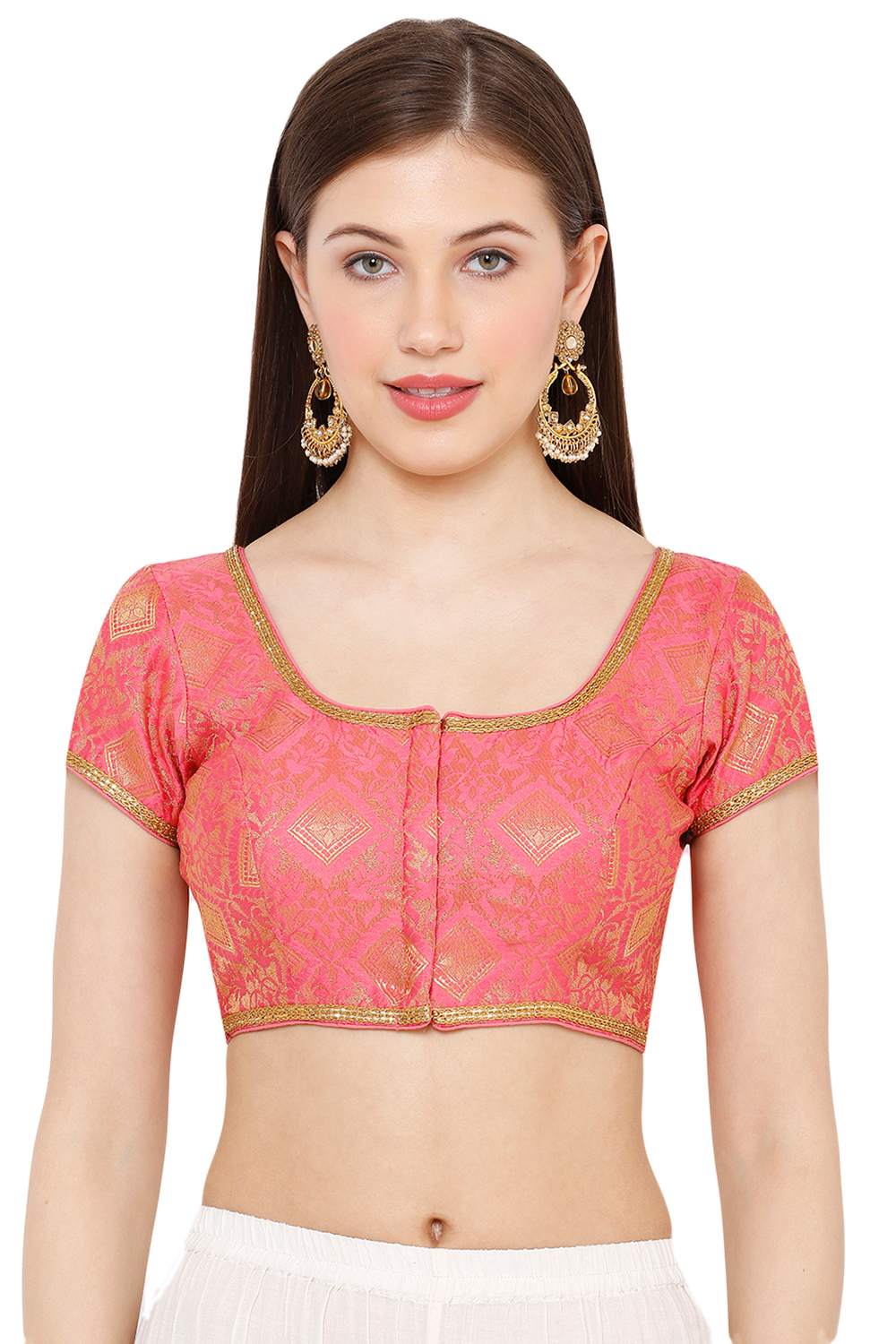 Buy Brocade Woven Blouse in Light Pink