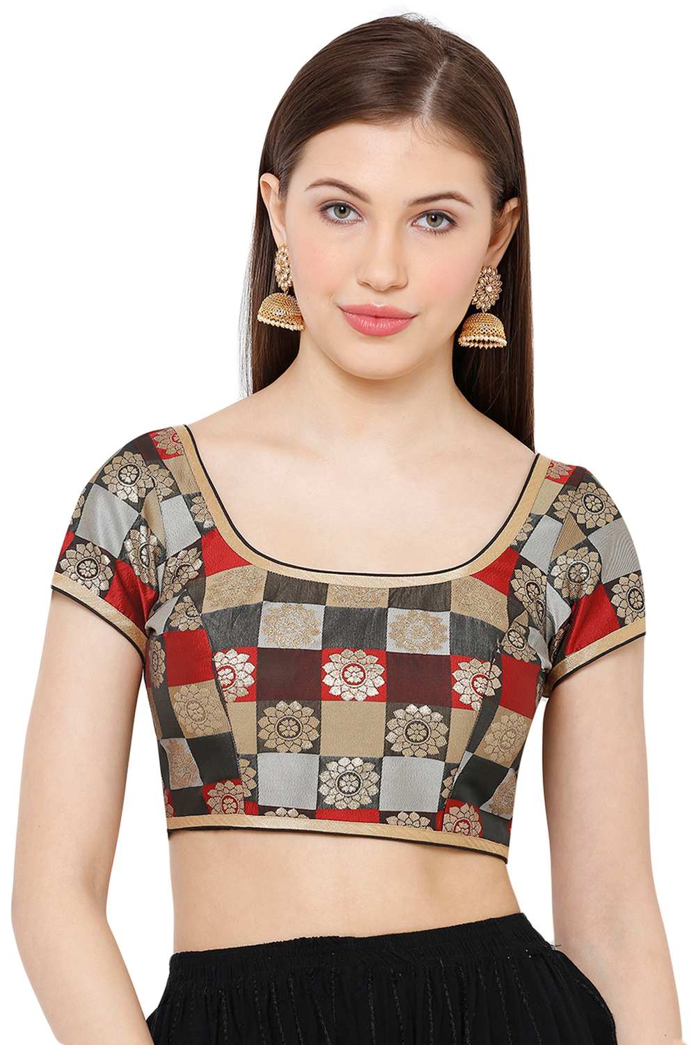 Buy Brocade Woven Blouse in Black