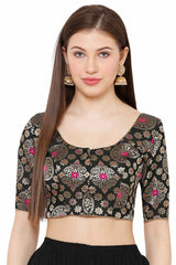 Buy Brocade Woven Blouse in Black