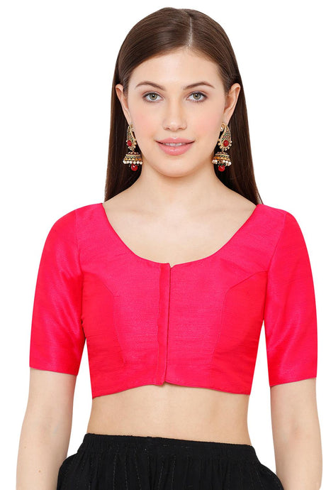 Buy Mulbury Art Silk Solid Blouse in Pink