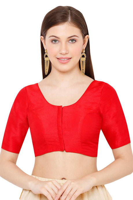 Buy Mulbury Art Silk Solid Blouse in Red