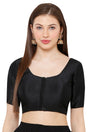 Buy Mulbury Art Silk Solid Blouse in Black