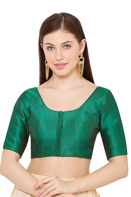 Buy Mulbury Art Silk Solid Blouse in Green