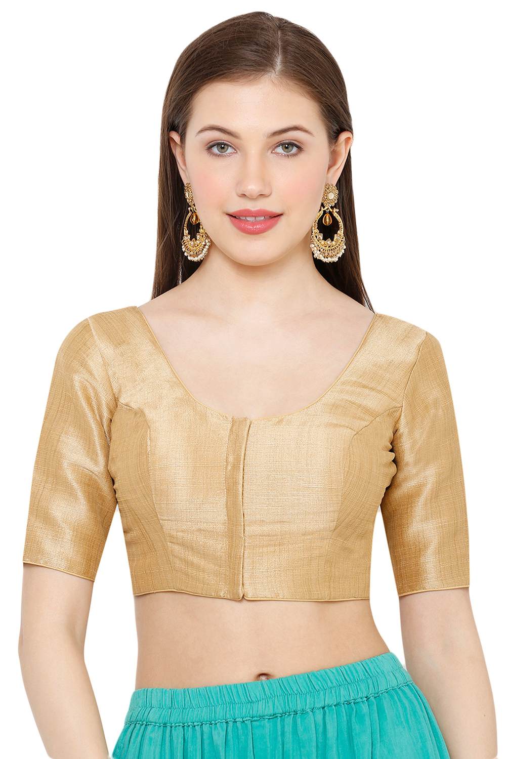 Buy Mulbury Art Silk Solid Blouse in Beige