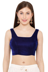 Buy Velvet Solid Blouse in Royal Blue