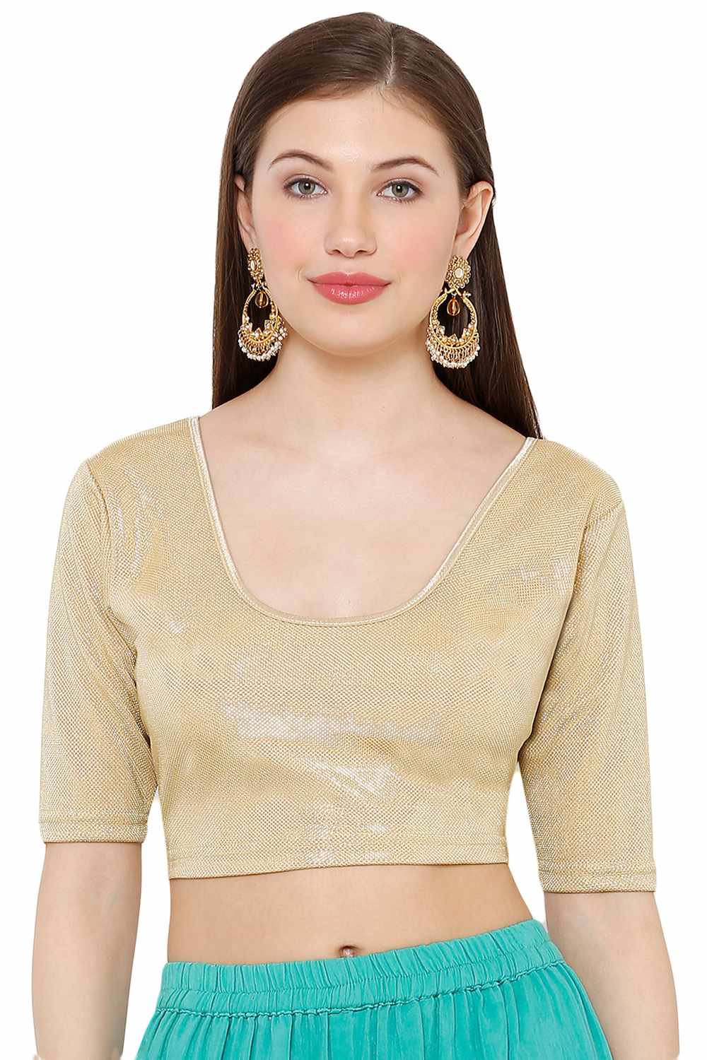 Buy Shimmer Woven Blouse in Beige