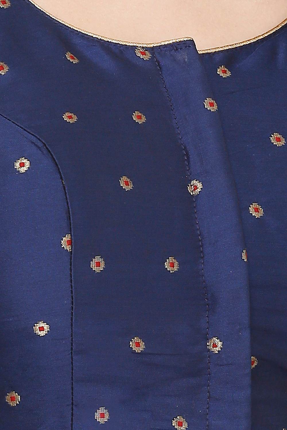 Buy Cotton Art Silk Blouse in Navy Blue