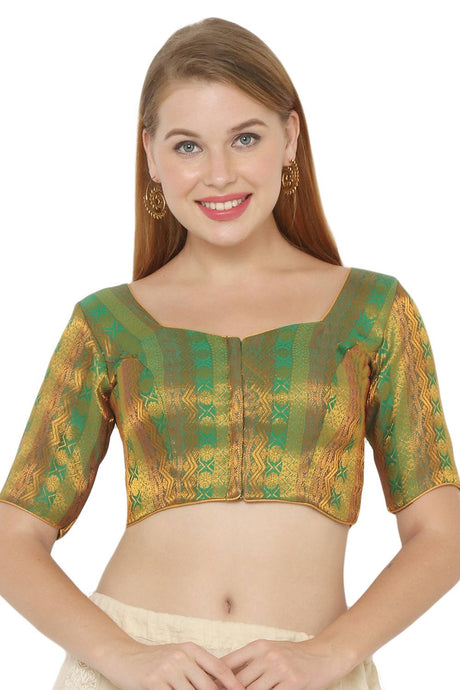 Buy Jacquard Woven Blouse in Green