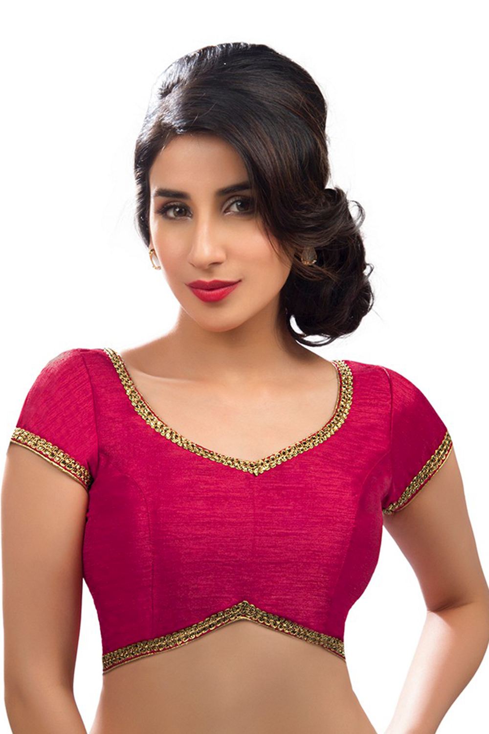 Buy Art Silk Lace Blouse in Dark Pink