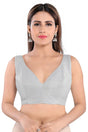 Buy Shimmer Embroidered Blouse in Silver