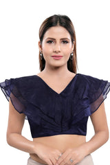 Buy Art Silk Solid Blouse in Navy Blue