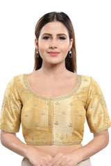 Buy Art Silk Embroidered Blouse in Gold