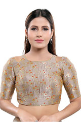 Buy Jacquard Woven Blouse in Grey