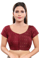 Buy Art Silk Woven Blouse in Maroon