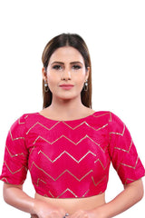 Buy Art Silk Sequin Blouse in Pink