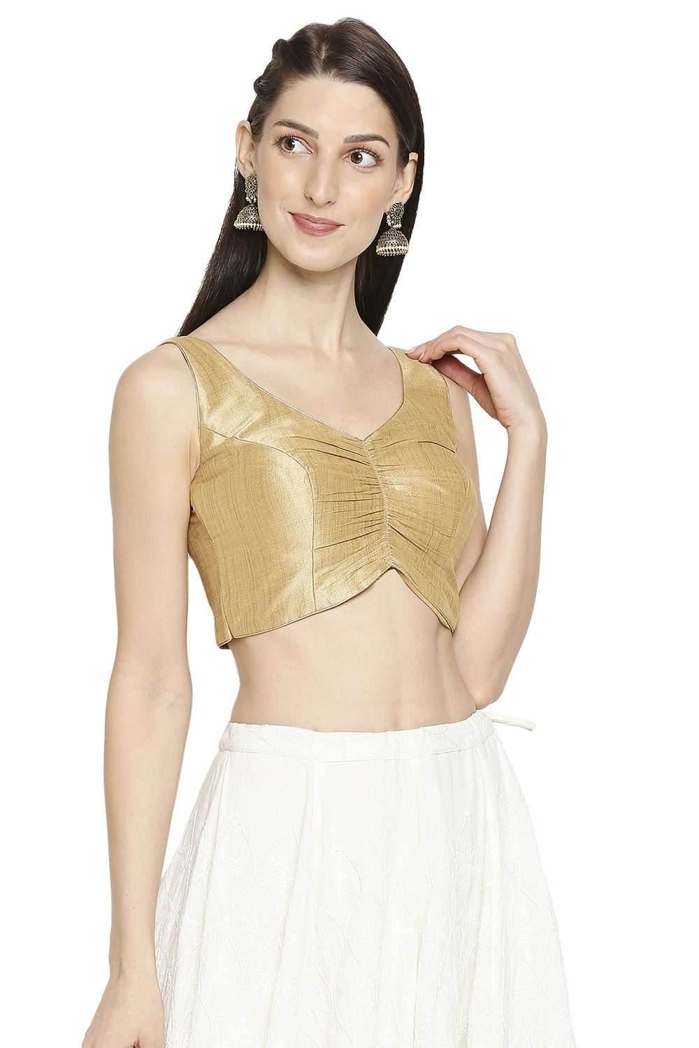 Buy Solid Blouse in Gold