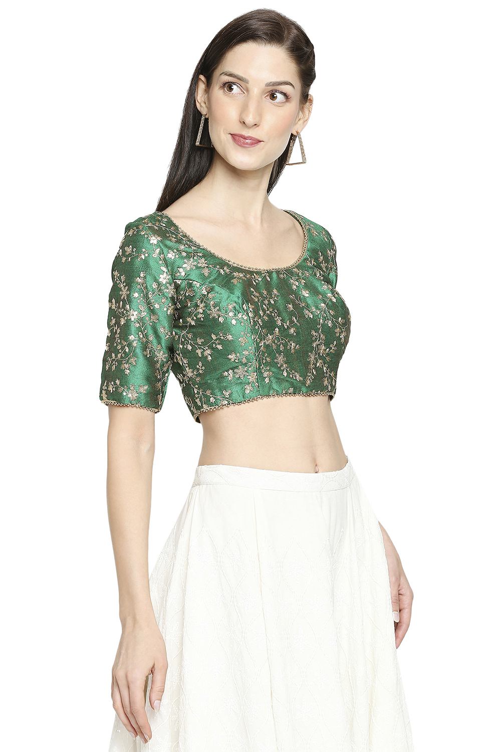 Buy Embroidered Blouse in Green