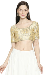 Buy Mulbury Silk Embroidered Blouse in Gold