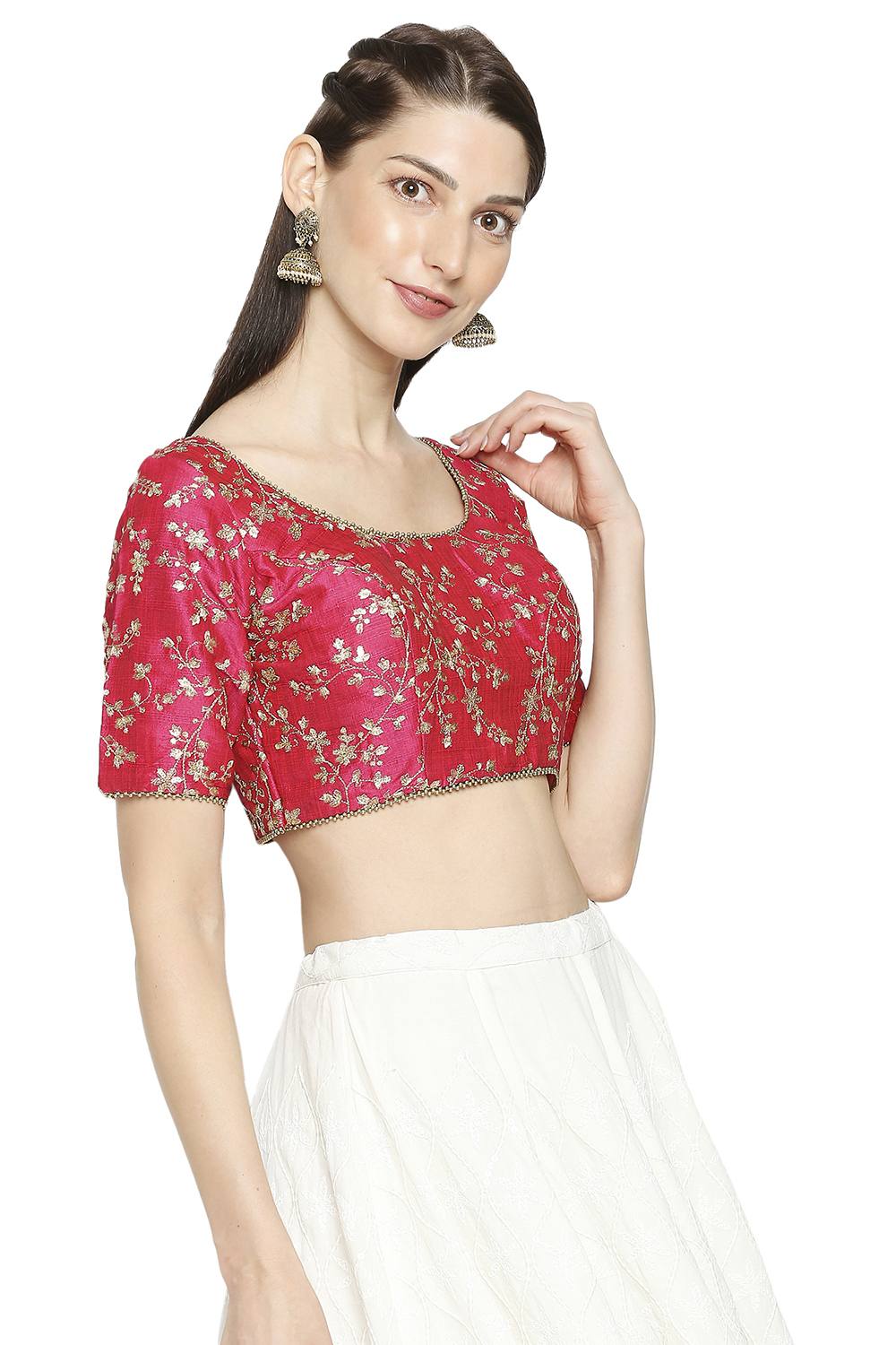 Buy Embroidered Blouse in Pink