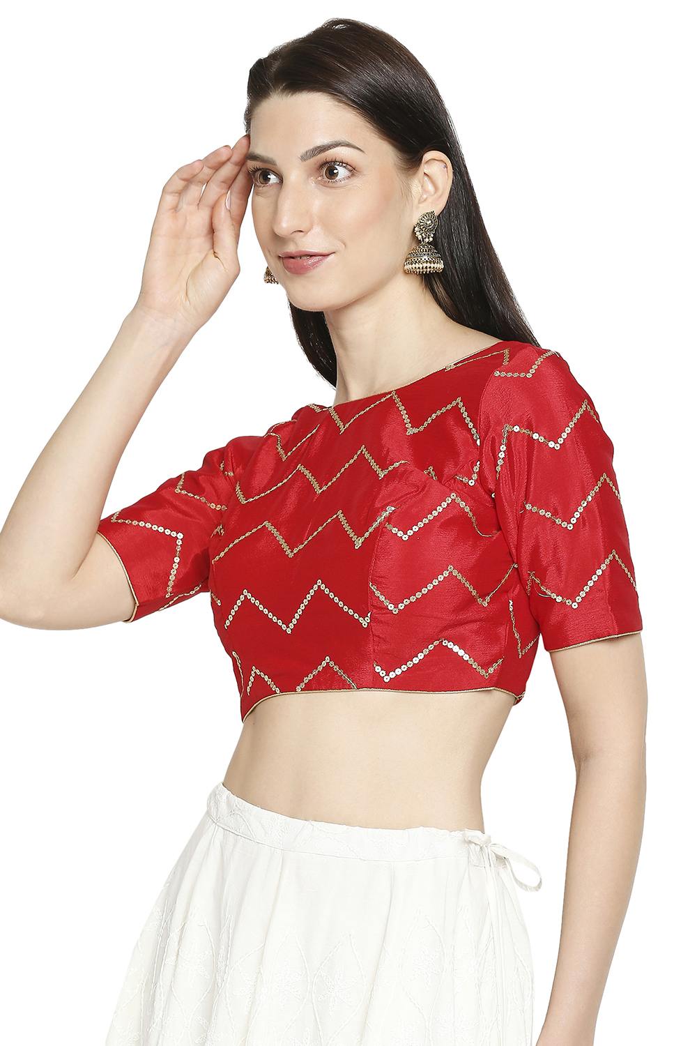 Shop Women's Red Crepe Silk Blouse