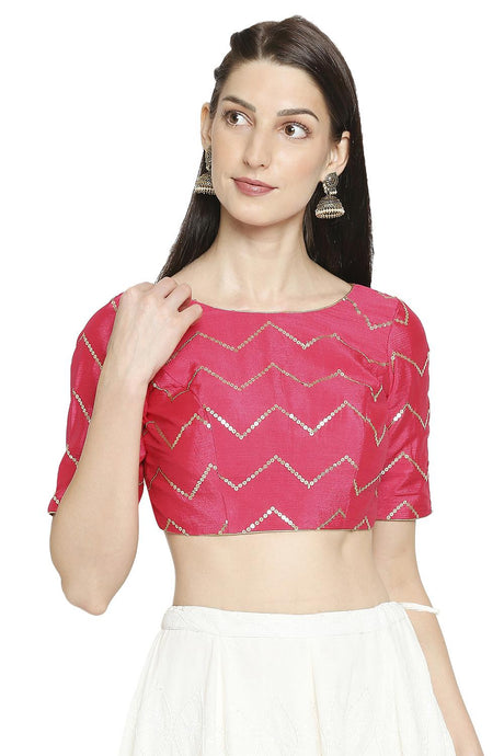 Buy Crepe Art Silk Sequin Blouse in Pink