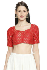 Buy Brocade Embroidered Blouse in Red