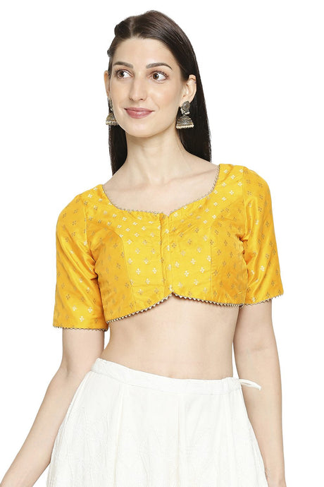 Buy Brocade Embroidered Blouse in Yellow