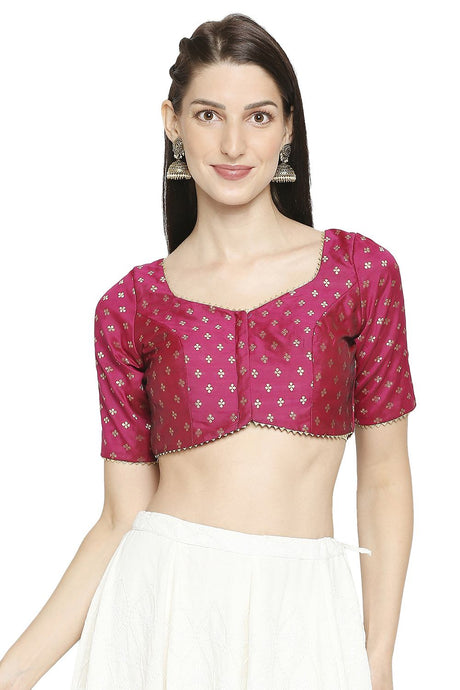 Buy Brocade Embroidered Blouse in Pinkish Maroon