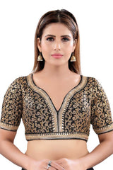 Buy Art Silk Embroidered Blouses in Black