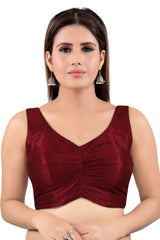 Buy Mulberry Art Silk Solid Blouses in Maroon