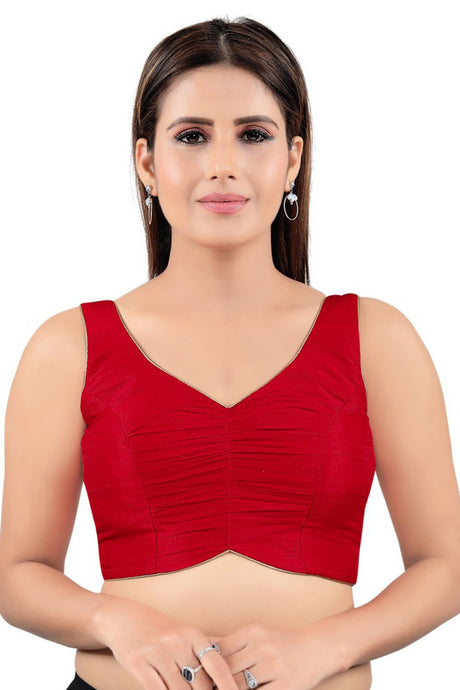 Buy Mulberry Art Silk Solid Blouses in Red