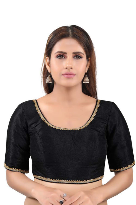 Buy Mulberry Art Silk Solid Blouses in Black