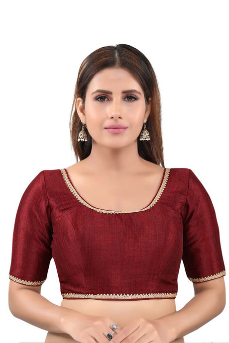 Buy Mulberry Art Silk Solid Blouses in Maroon