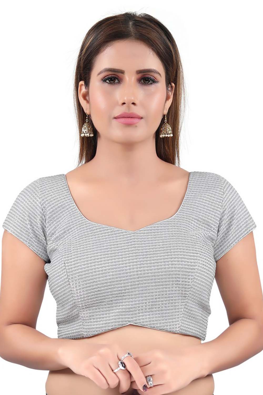 Buy Brocade Sequin Blouses in Grey