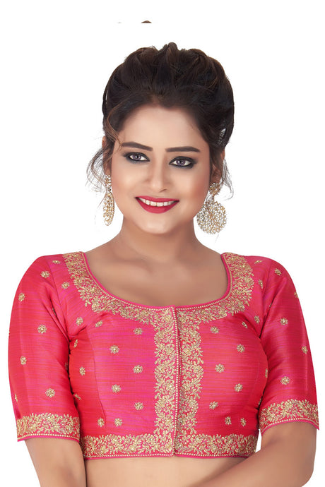 Buy Mulberry Art Silk Embroidered Blouses in Rani